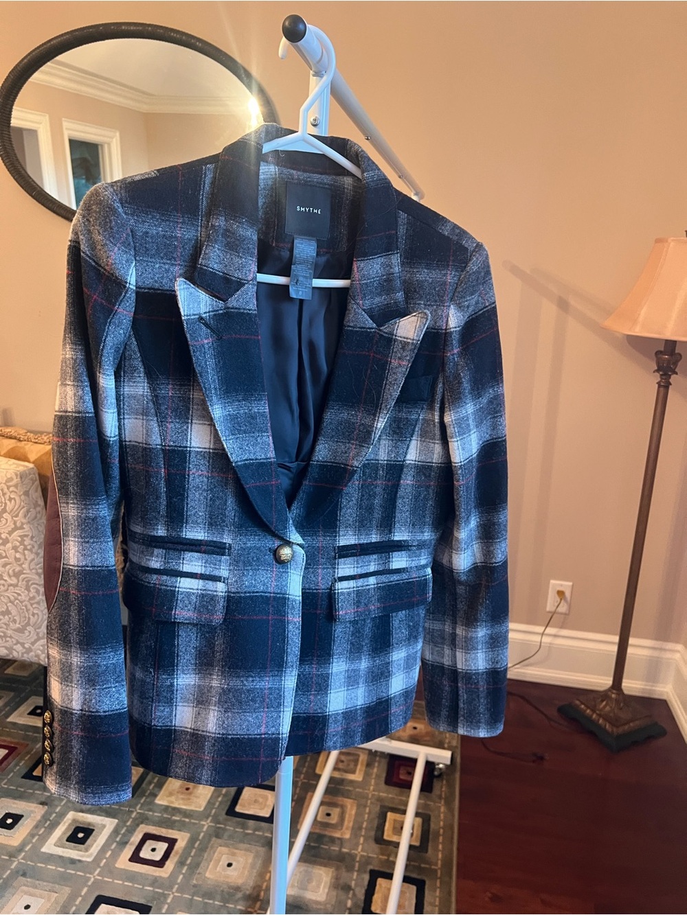 Smythe Black/White/Red Plaid Tailored Blazer